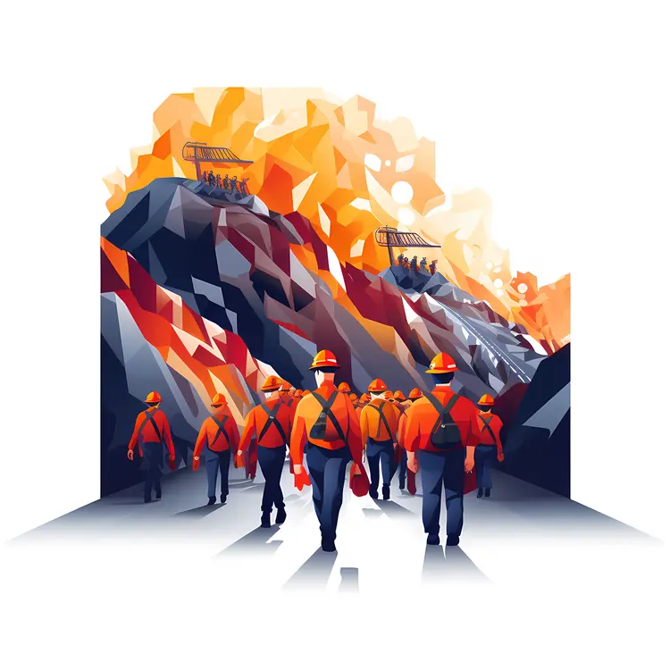 Group of Miners in a Mining Area