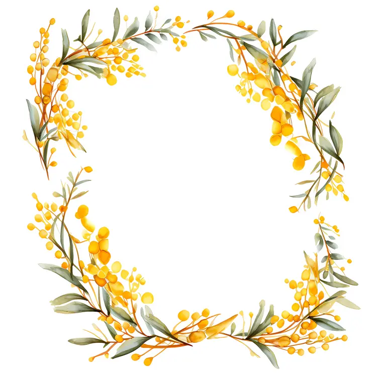 Yellow Floral Oval Frame Decoration