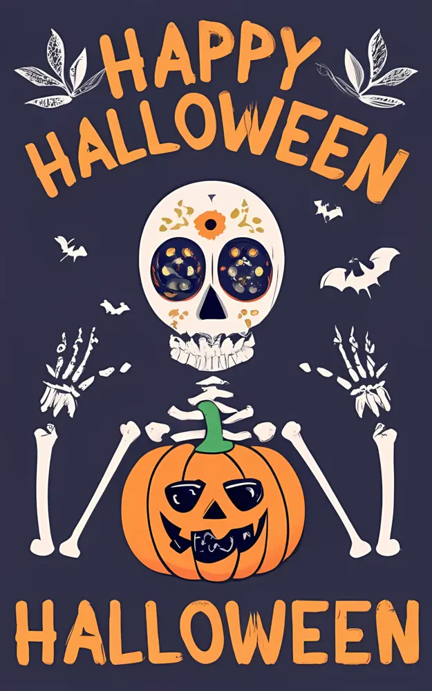 Skeleton and Pumpkin Halloween Greeting