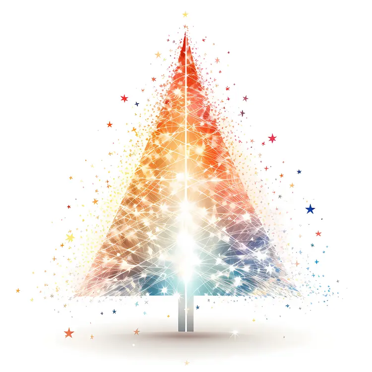 Colorful Sparkling Christmas Tree with Star
