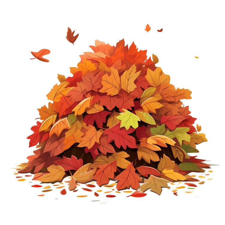 Autumn Leaves Pile with Falling Leaves
