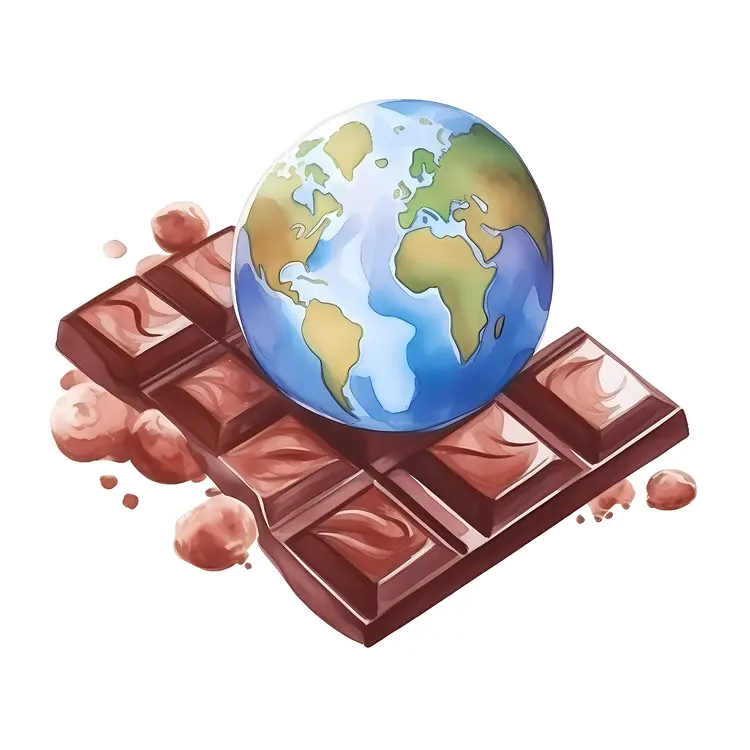 Chocolate Bar with Globe Illustration