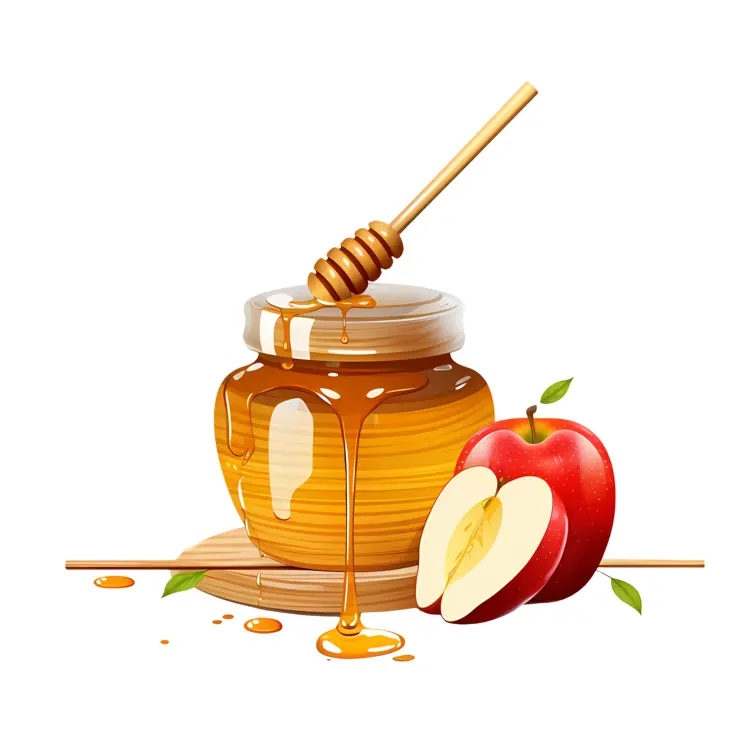 Honey Jar with Sliced Apple