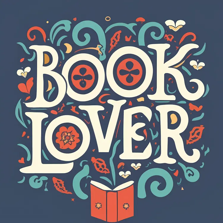 Book Lover Text with Floral Design