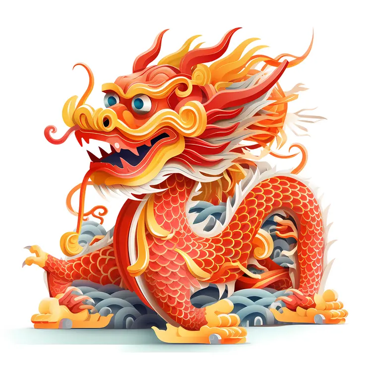 Red and Yellow Dragon Illustration