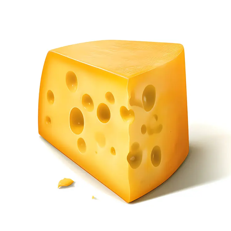 Chunk of Yellow Cheese with Holes Illustration