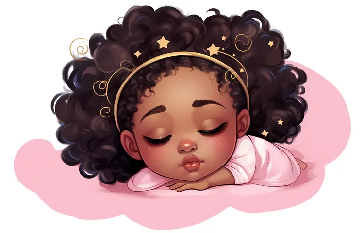 Sleeping Baby with Curly Hair and Headband