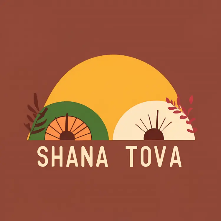 Shana Tova Greeting with Bread and Decorations