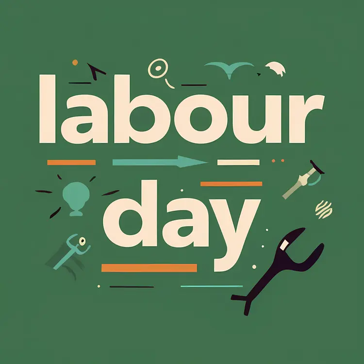 Green Labour Day Text with Tools