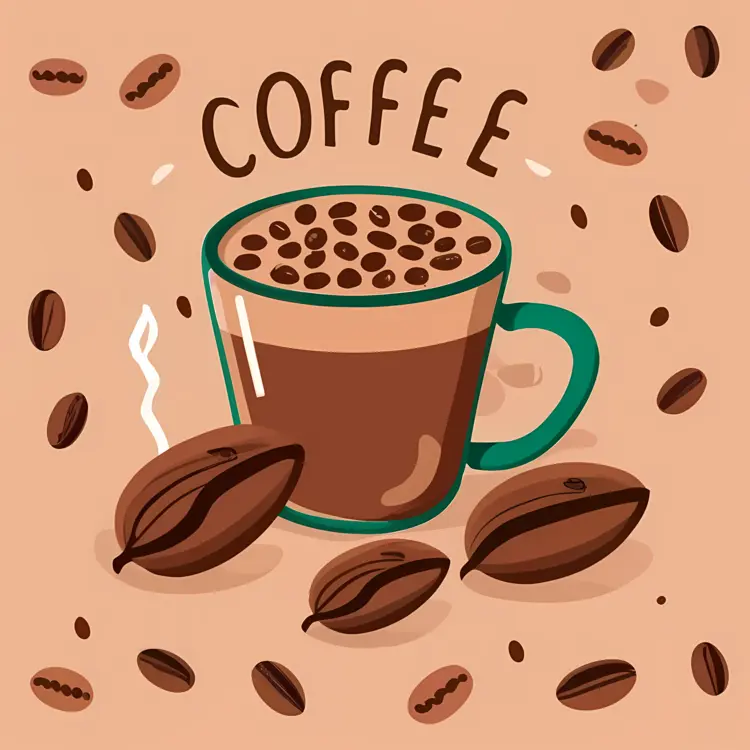 Coffee Cup with Beans and Steam