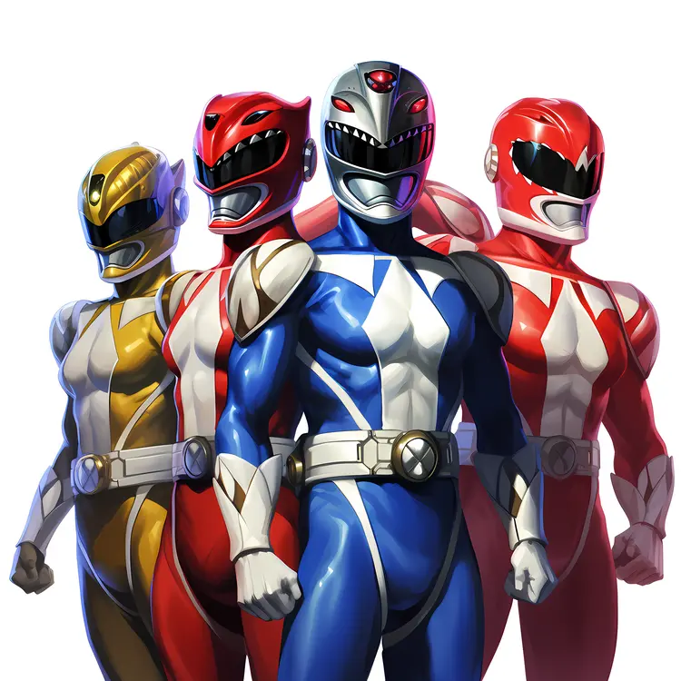 Colorful Power Rangers in Action Poses
