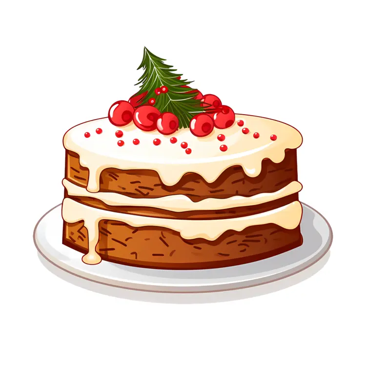 Christmas Cake with Berries and Icing