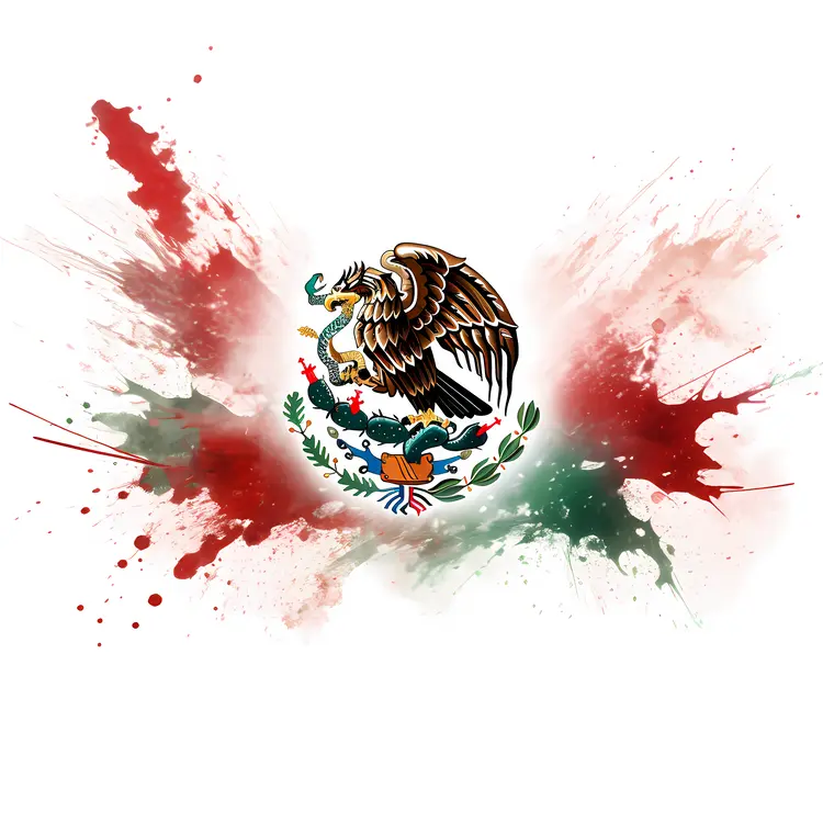 Mexican Flag with Colorful Splashes