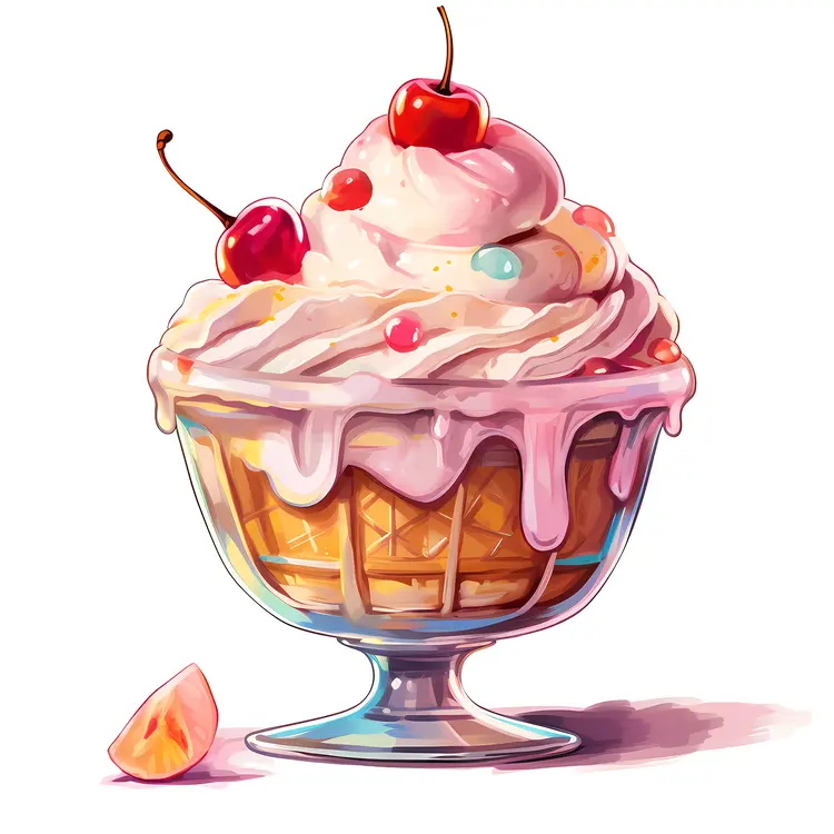 Delicious Ice Cream Sundae with Cherries