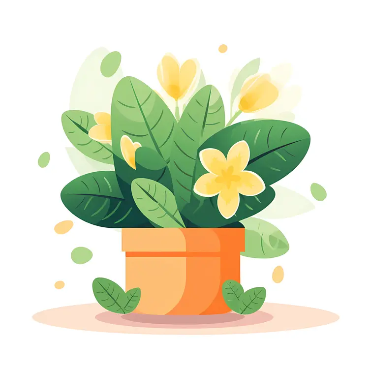 Beautiful Potted Plant with Green Leaves and Yellow Flowers