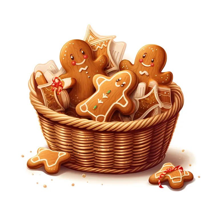 Gingerbread Cookies in a Basket