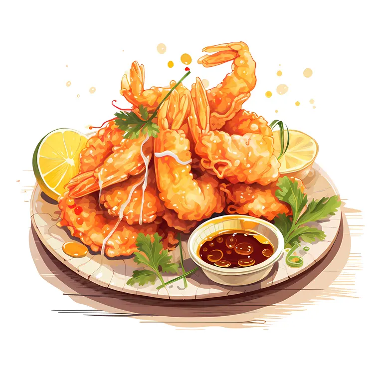Golden Fried Shrimp with Lime and Soy Sauce