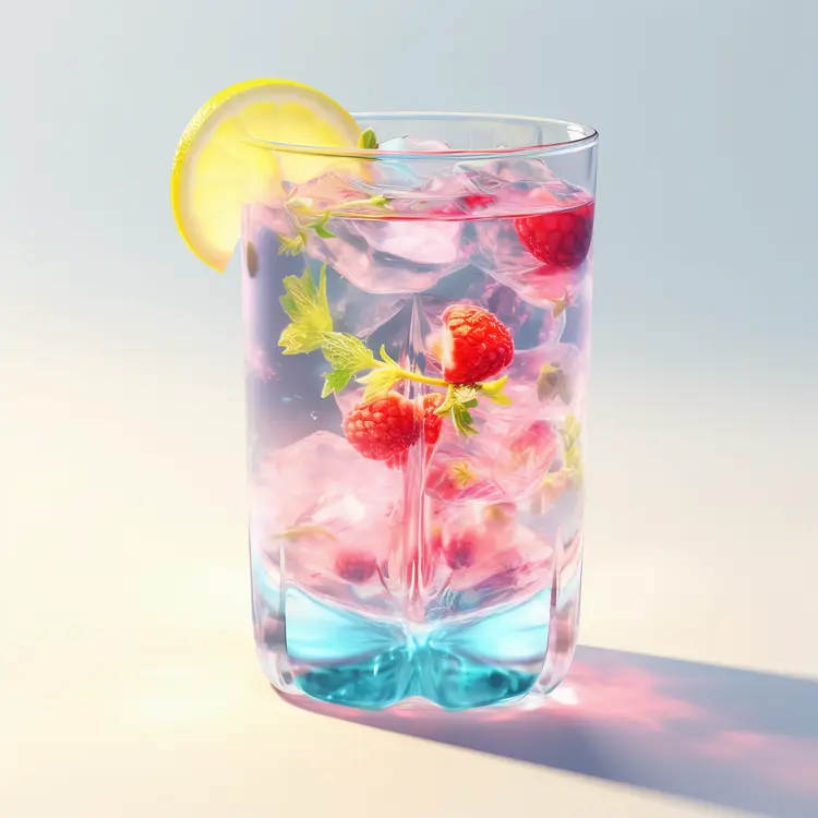 Refreshing Glass of Lemonade with Raspberries