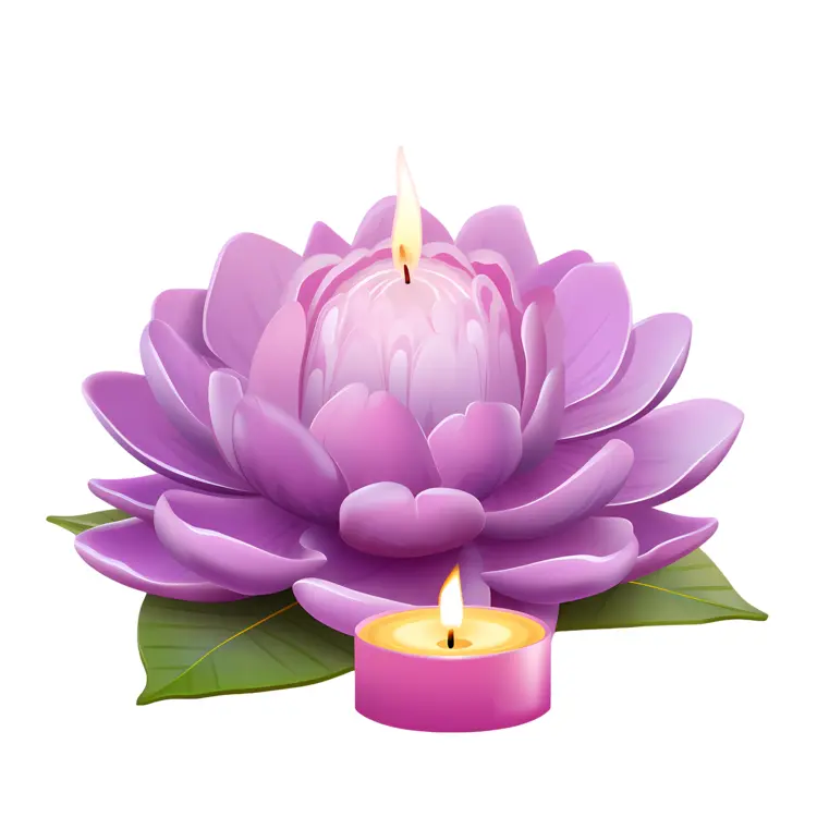 Purple Lotus Flower with Candles for Relaxation