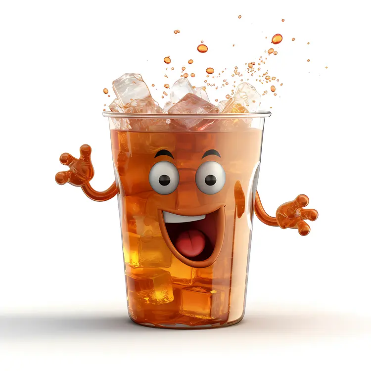 Happy Iced Tea with Ice Cubes