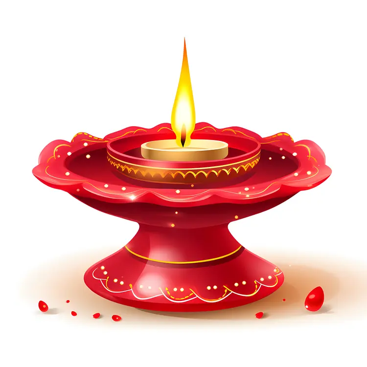Diya Lamp with Candle Flame