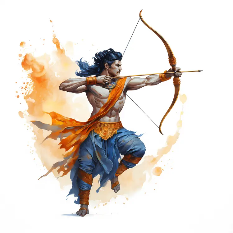 Mythical Archer in Orange and Blue