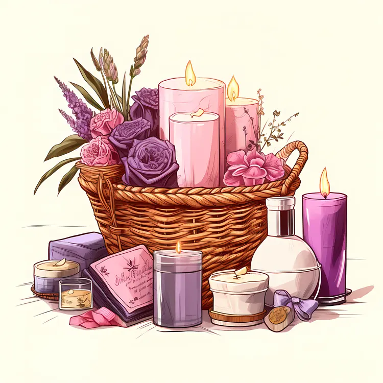 Candle Basket with Flowers