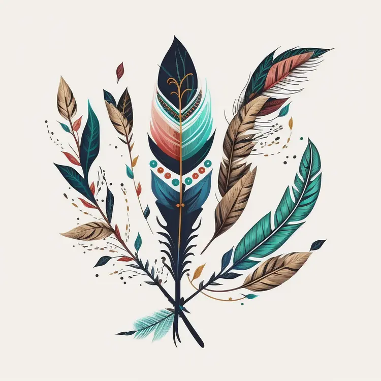 Colorful Patterned Feathers Illustration