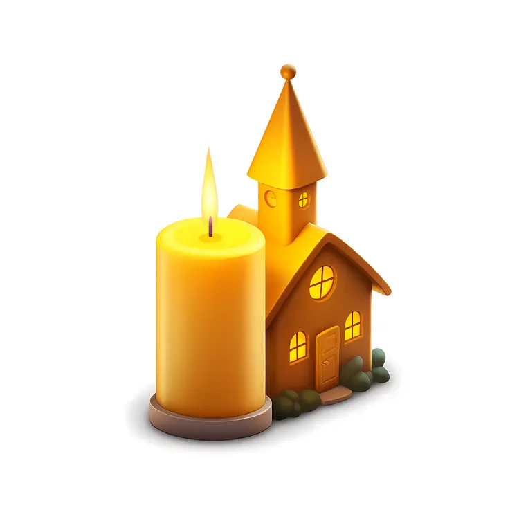 Candle and Small House Illustration