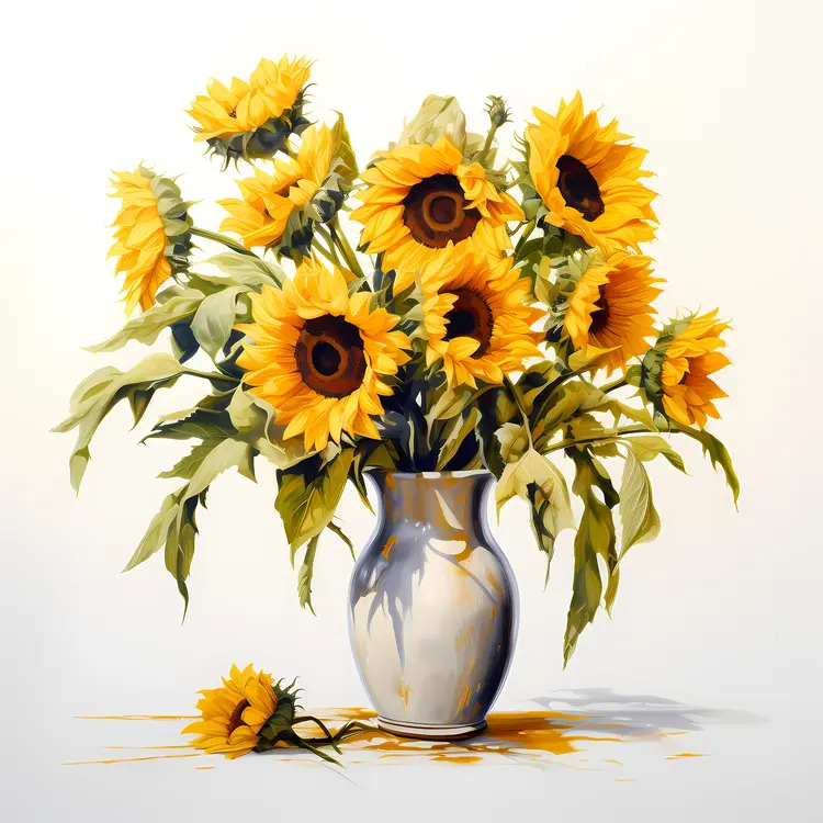 Sunflowers in a Ceramic Vase