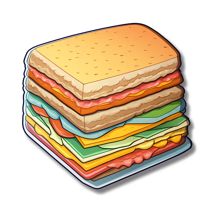 Colorful Layered Sandwich Illustration