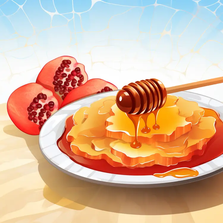 Delicious Pancakes with Honey and Pomegranate for Rosh Hashanah