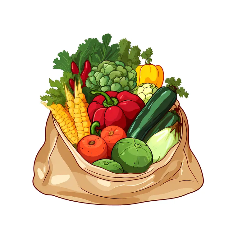 Assorted Fresh Vegetables in a Brown Bag