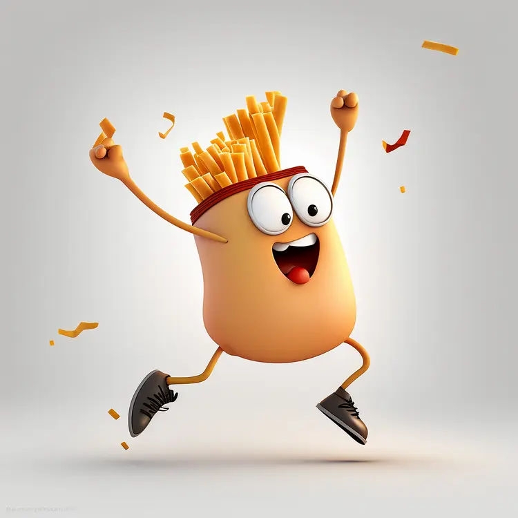 Happy Cartoon French Fries Character