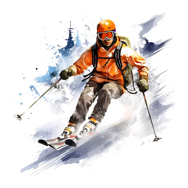 Skiing Adventure in Winter