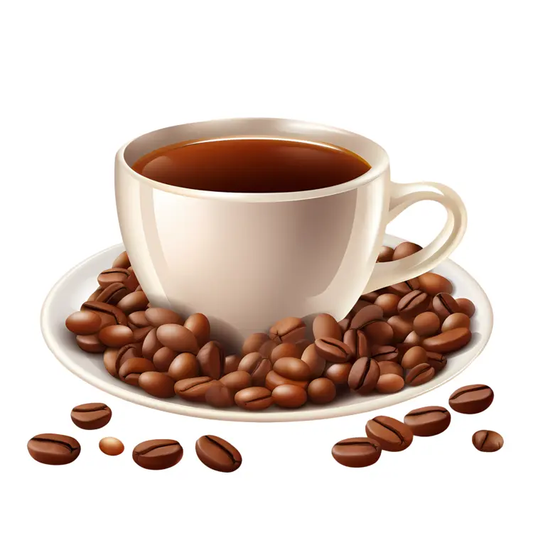 White Coffee Cup with Coffee Beans on Saucer
