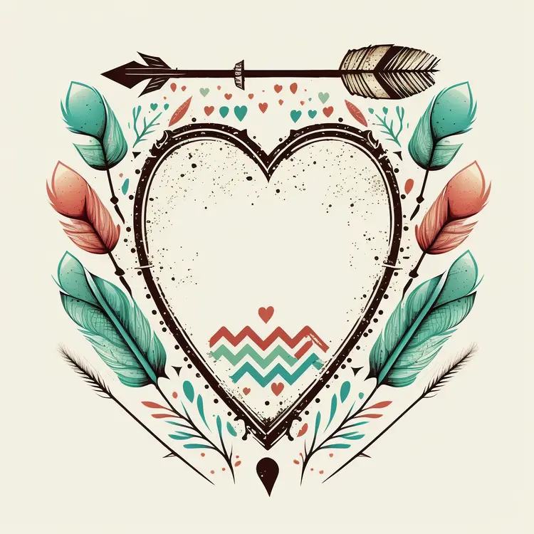 Heart with Arrows and Feathers for Valentine's Day