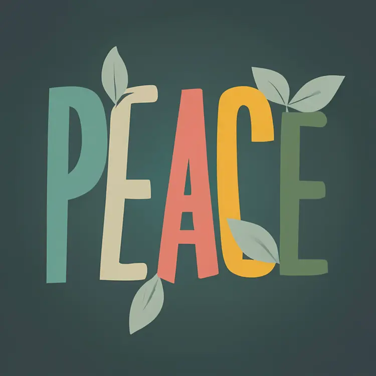 Peace Typography with Leaves
