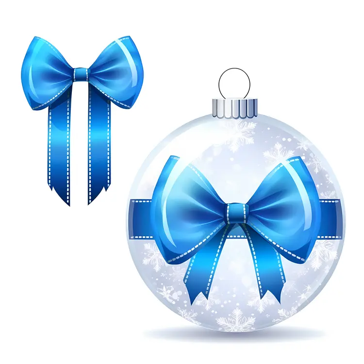 Beautiful Blue Ribbon Christmas Ornament