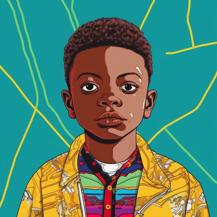 Colorful Portrait of a Boy in a Yellow Jacket