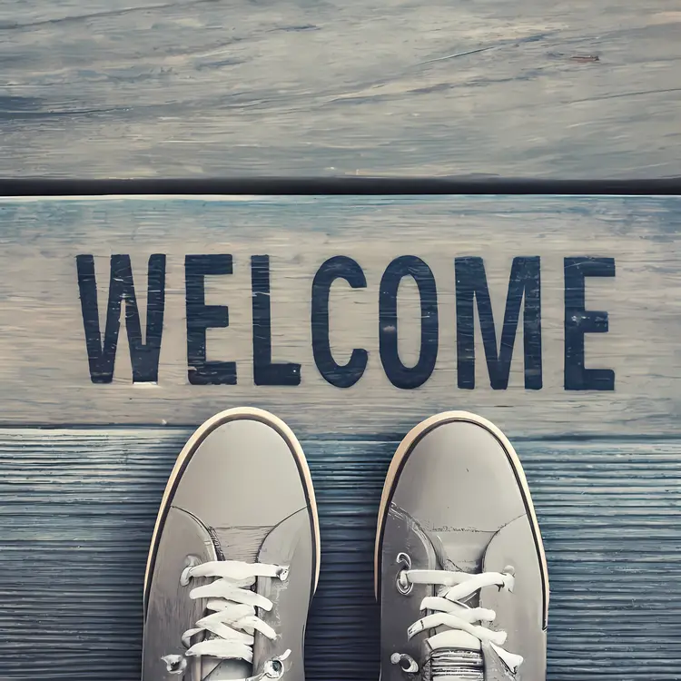 Welcome Mat with Shoes