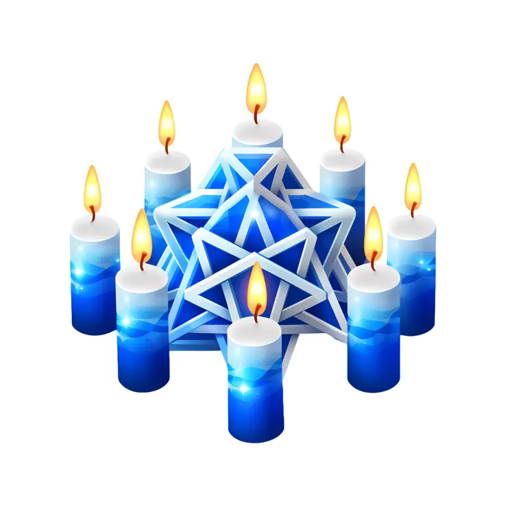 Blue Star with Eight Candles for Festival Decoration