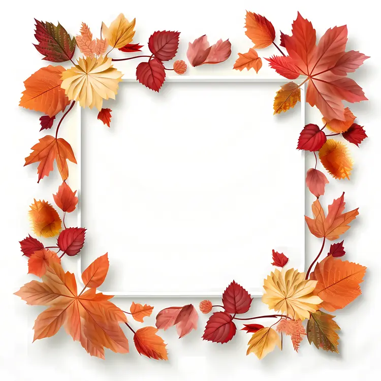 Autumn Leaves Frame with Red and Orange Hues