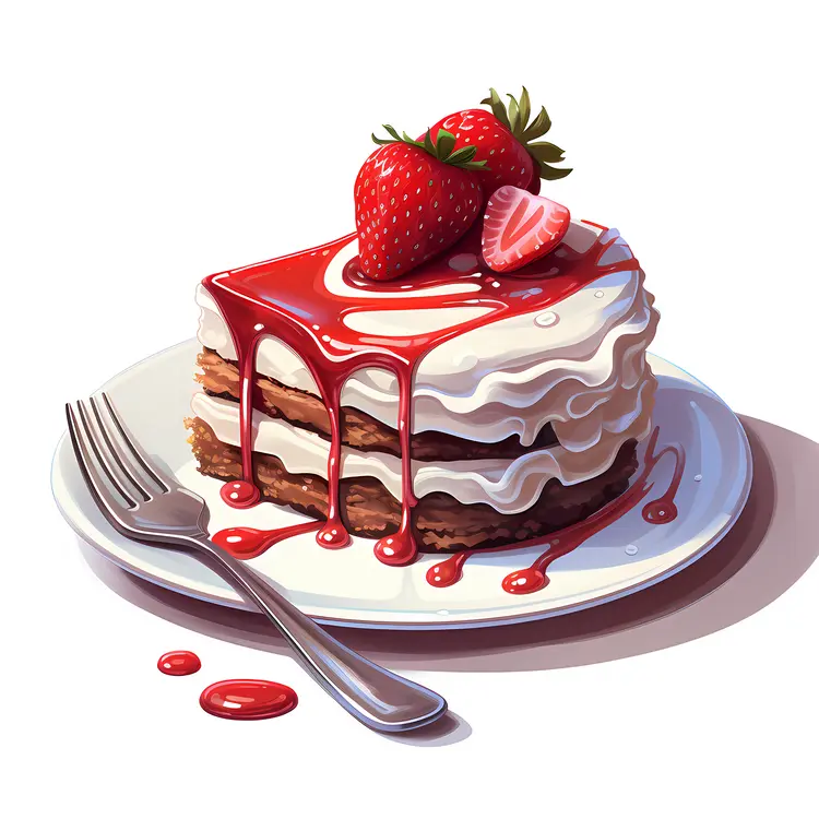 Strawberry Layered Cake with Syrup