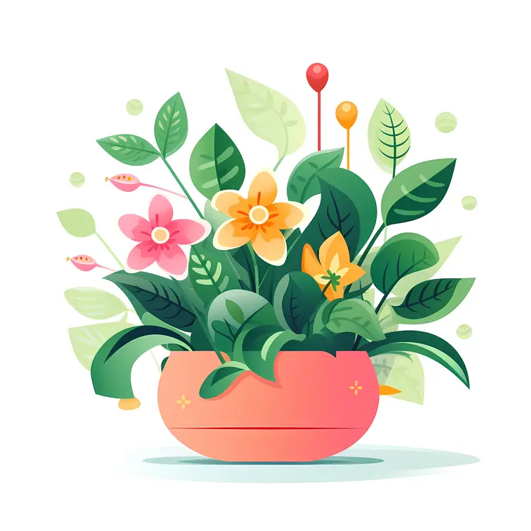 Colorful Flowers in a Pot Illustration