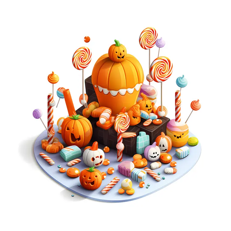 Halloween Candy Display with Pumpkins