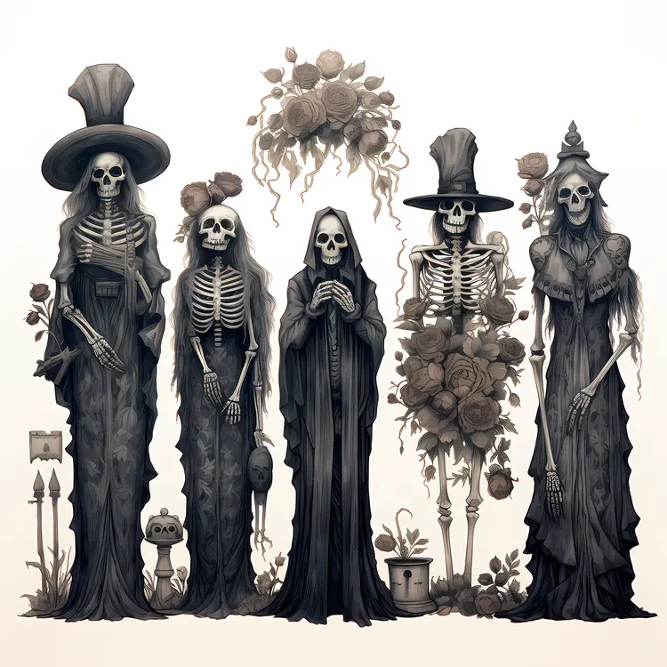 Victorian Skeletons Illustration
