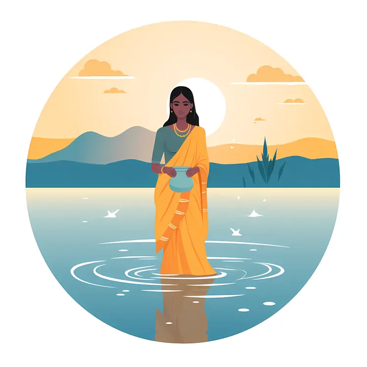 Woman with Jar at Sunset