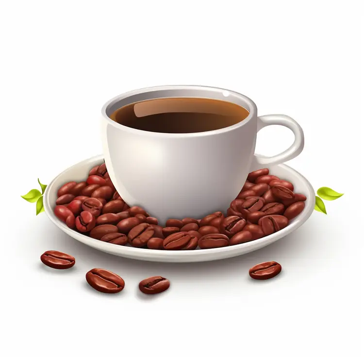 White Coffee Cup with Coffee Beans