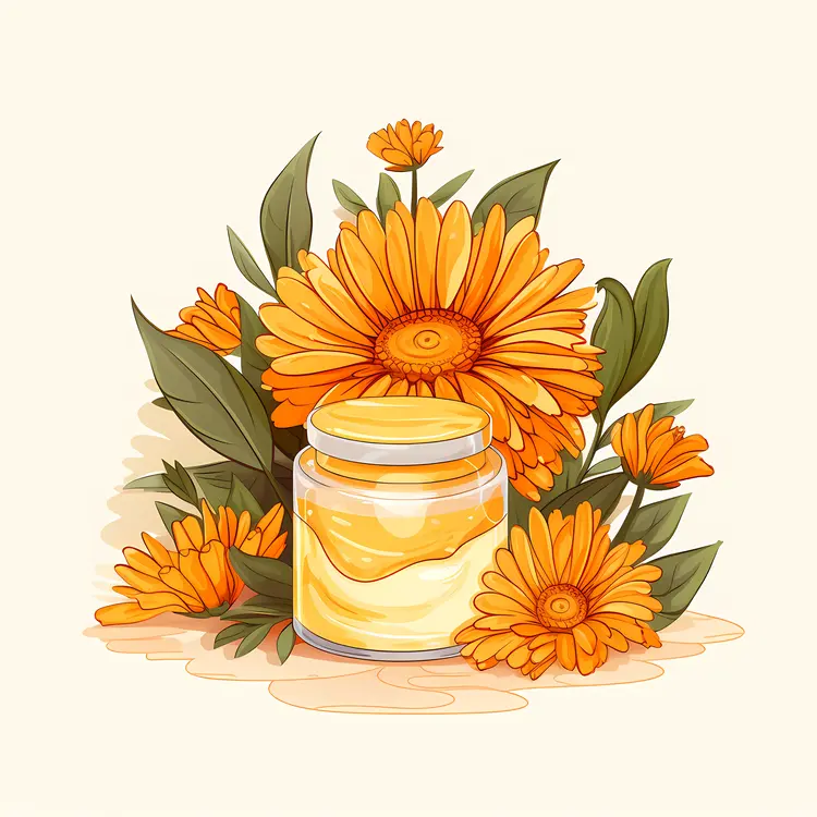 Jar of Cream with Yellow Flowers